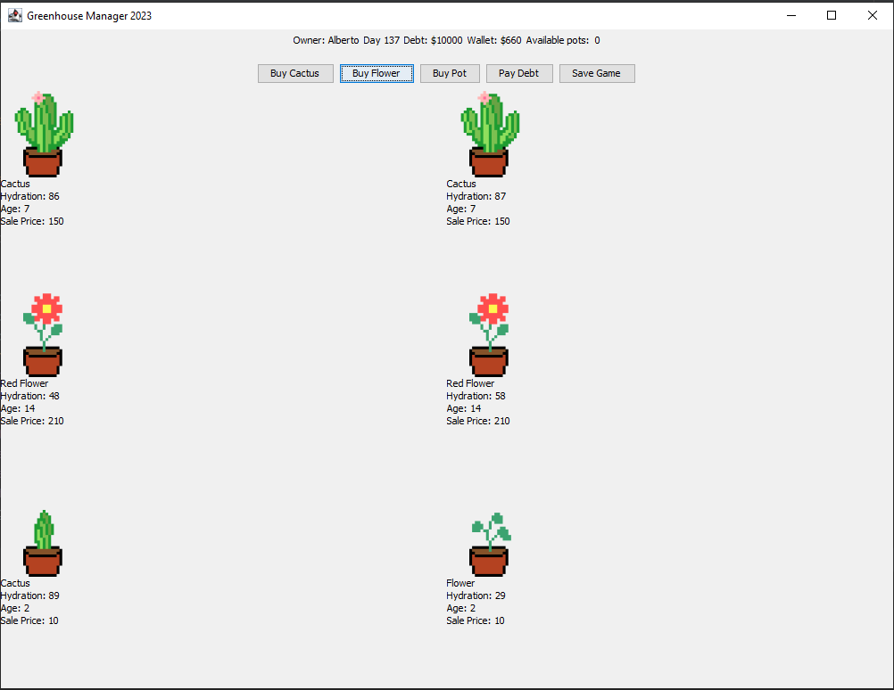 Green House Manager Game